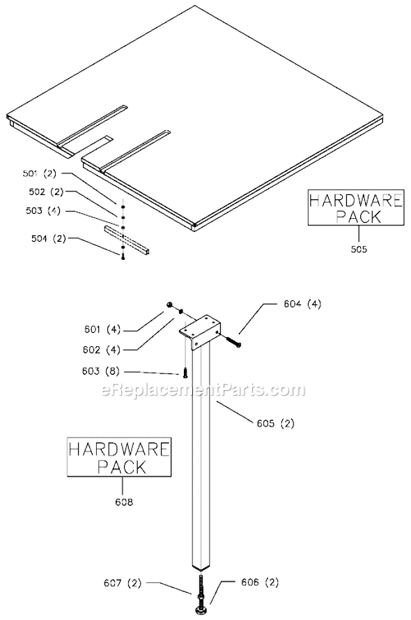 Page E Diagram and Parts List for 36-844 Type 1 Delta Table Saw