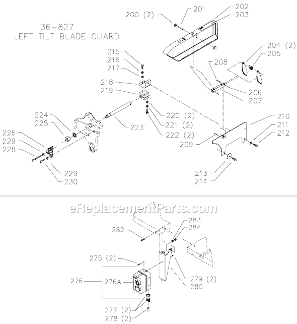 Page C Diagram and Parts List for 36-845 Type 1 Delta Table Saw