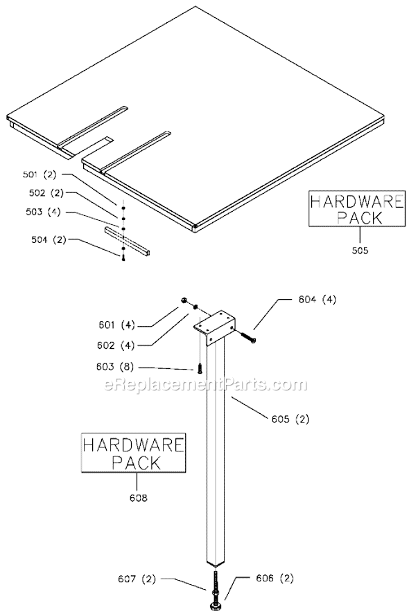 Page D Diagram and Parts List for 36-845 Type 1 Delta Table Saw