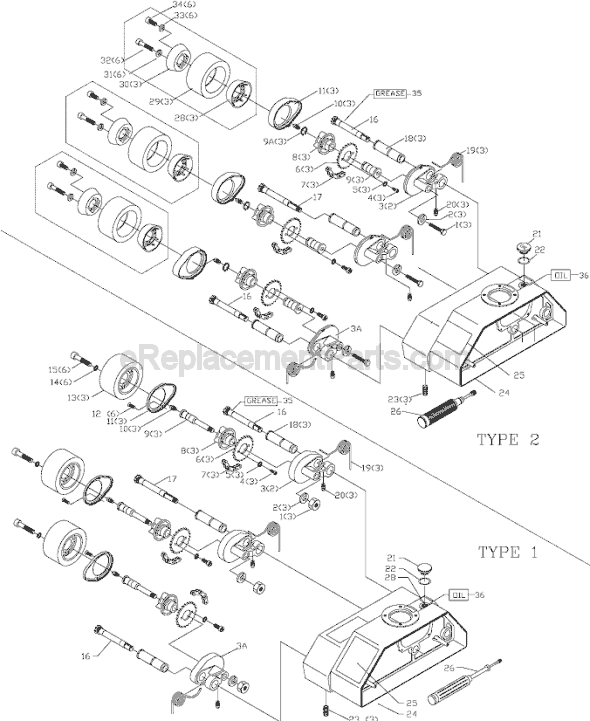Page A Diagram and Parts List for 36-852 Type 2 Delta Shaper