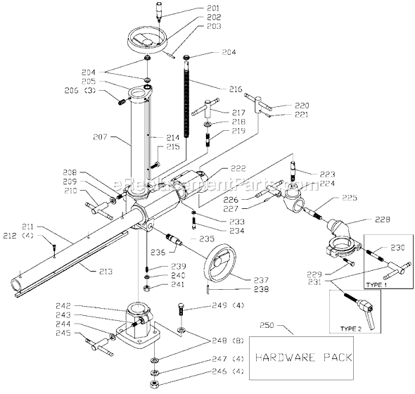 Page A Diagram and Parts List for 36-857 Type 1 Delta Tool Stand & Cart