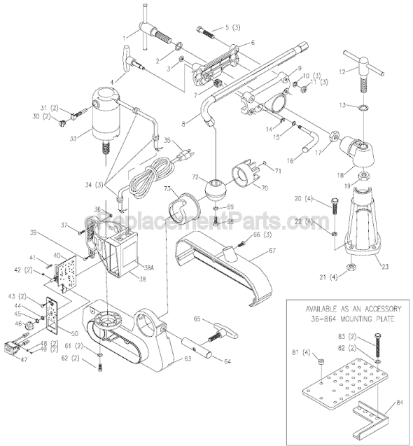 Page A Diagram and Parts List for 36-865 Type 1 Delta Shaper
