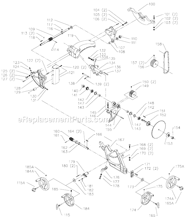 Page B Diagram and Parts List for 36-878L Type 1 Delta Table Saw