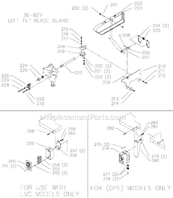 Page C Diagram and Parts List for 36-878L Type 2 Delta Table Saw