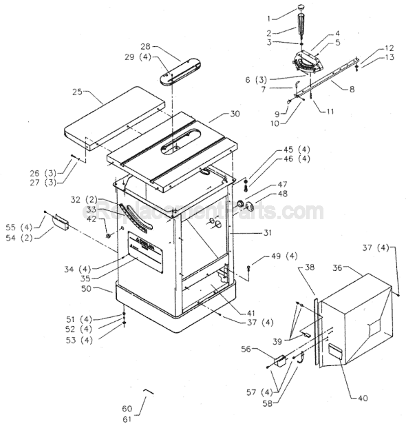 Page A Diagram and Parts List for 36-878 Type 2 Delta Table Saw