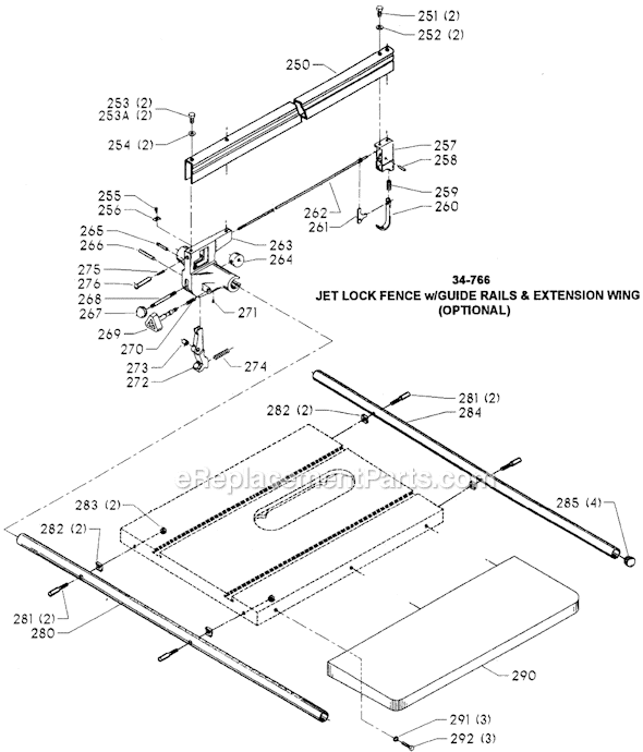 Page C Diagram and Parts List for 36-882 Type 1 Delta Table Saw