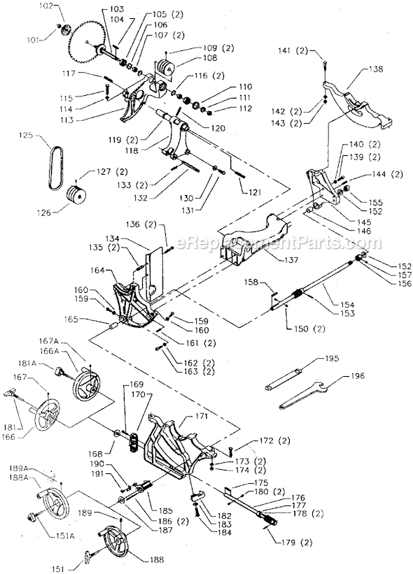 Page B Diagram and Parts List for 36-882 Type 2 Delta Table Saw