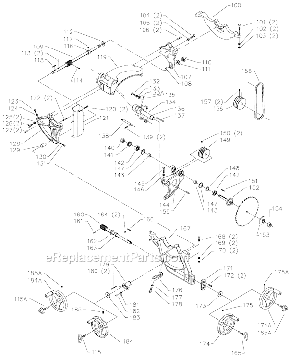Page B Diagram and Parts List for 36-884L Type 1 Delta Table Saw