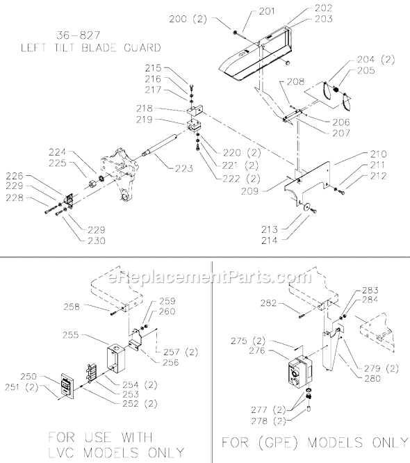 Page C Diagram and Parts List for 36-884L Type 2 Delta Table Saw