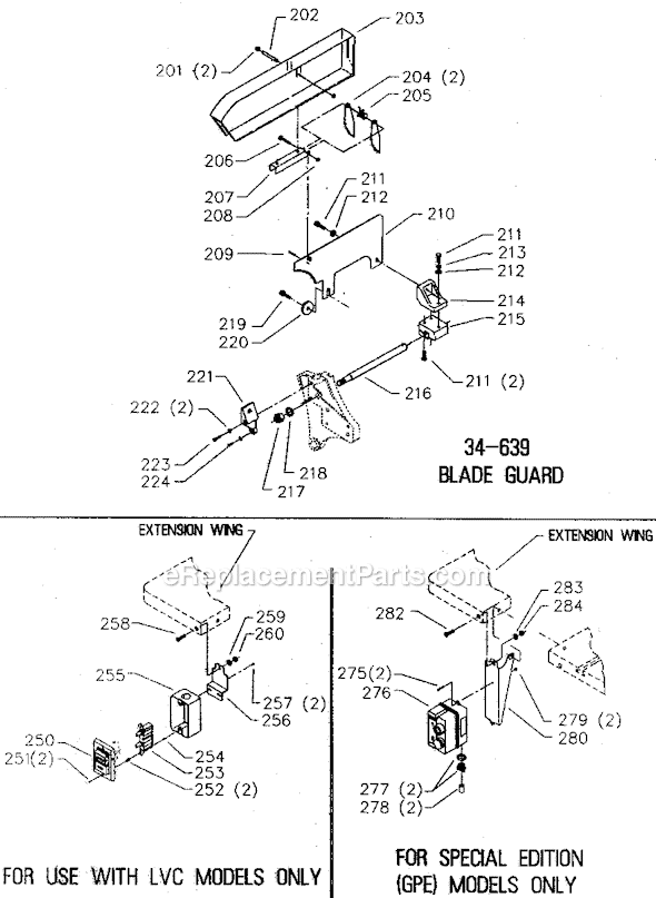 Page C Diagram and Parts List for 36-884 Type 2 Delta Table Saw