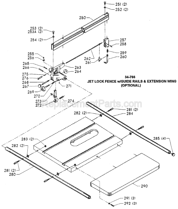 Page C Diagram and Parts List for 36-900 Type 1 Delta Table Saw