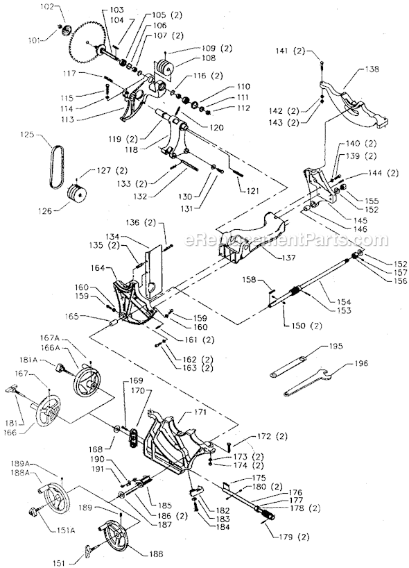 Page B Diagram and Parts List for 36-920 Type 1 Delta Table Saw