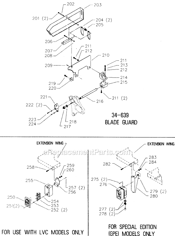 Page C Diagram and Parts List for 36-920 Type 1 Delta Table Saw