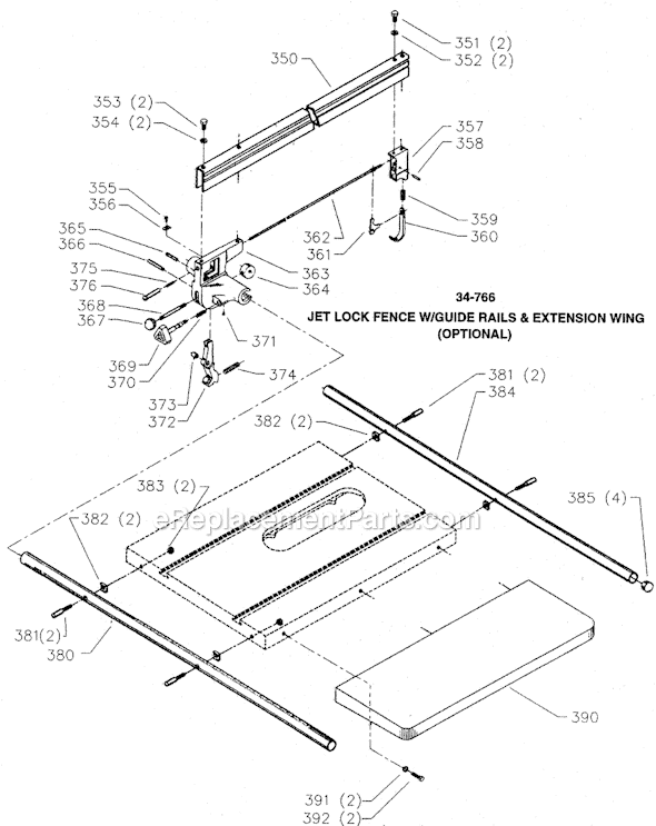 Page D Diagram and Parts List for 36-920 Type 1 Delta Table Saw