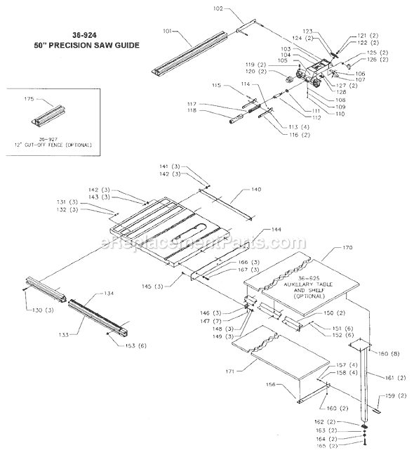 Page A Diagram and Parts List for 36-924 Type 1 Delta Band Saw