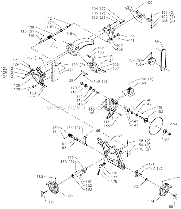 Page B Diagram and Parts List for 36-943 Type 1 Delta Table Saw