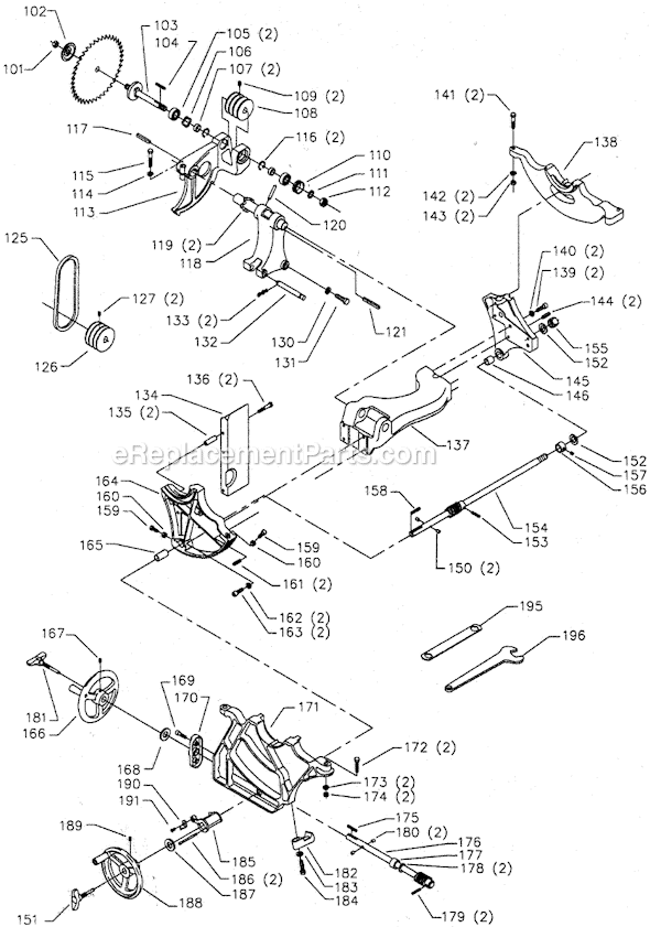 Page B Diagram and Parts List for 36-944 Type 1 Delta Table Saw