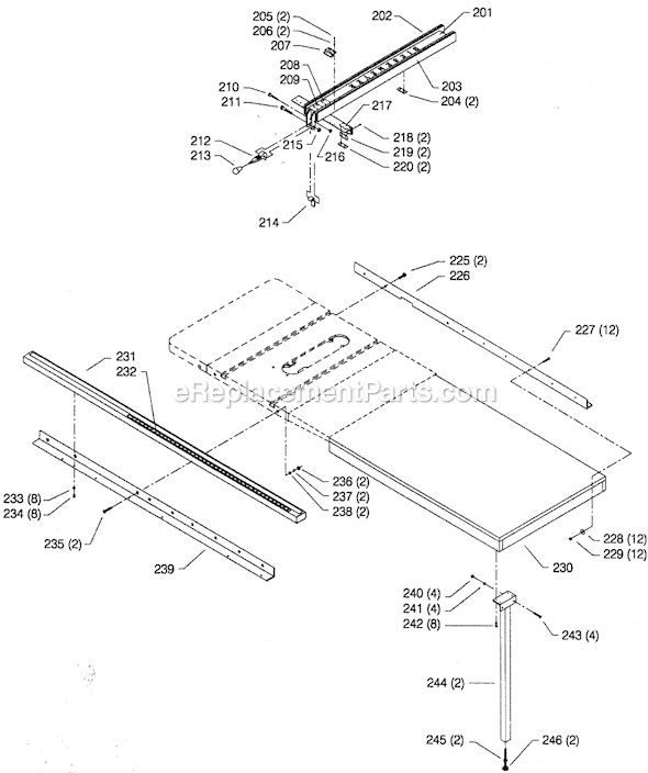 Page C Diagram and Parts List for 36-945 Type 1 Delta Table Saw