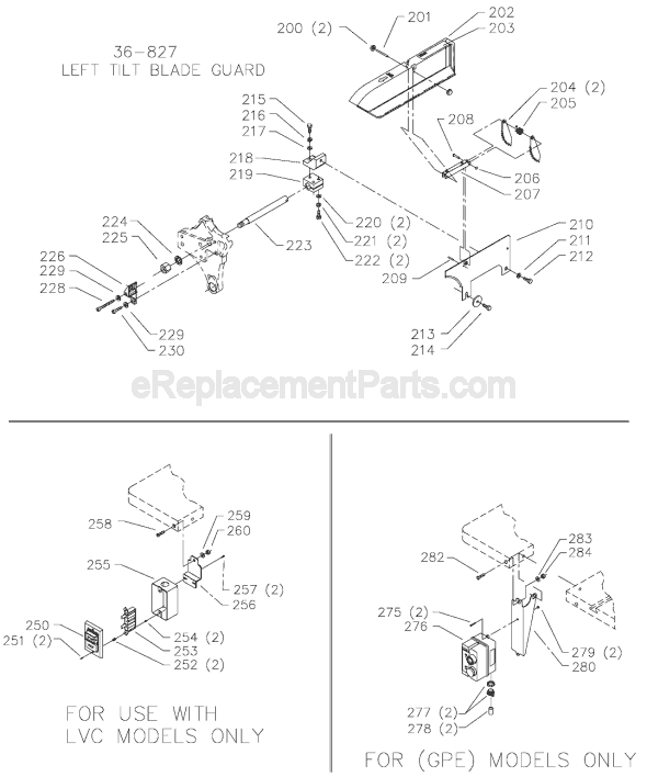 Page C Diagram and Parts List for 36-953 Type 1 Delta Table Saw