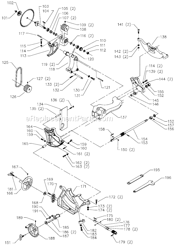 Page B Diagram and Parts List for 36-955 Type 1 Delta Table Saw