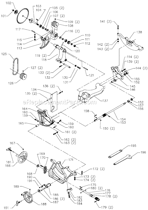 Page B Diagram and Parts List for 36-957 Type 1 Delta Table Saw