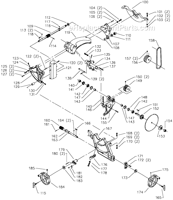 Page B Diagram and Parts List for 36-960L Type 1 Delta Table Saw