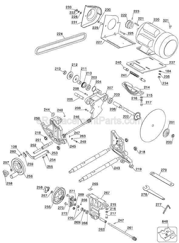Page B Diagram and Parts List for 36-977  Delta Table Saw