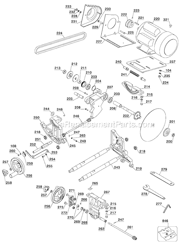 Page A Diagram and Parts List for 36-978 Type 1 Delta Table Saw