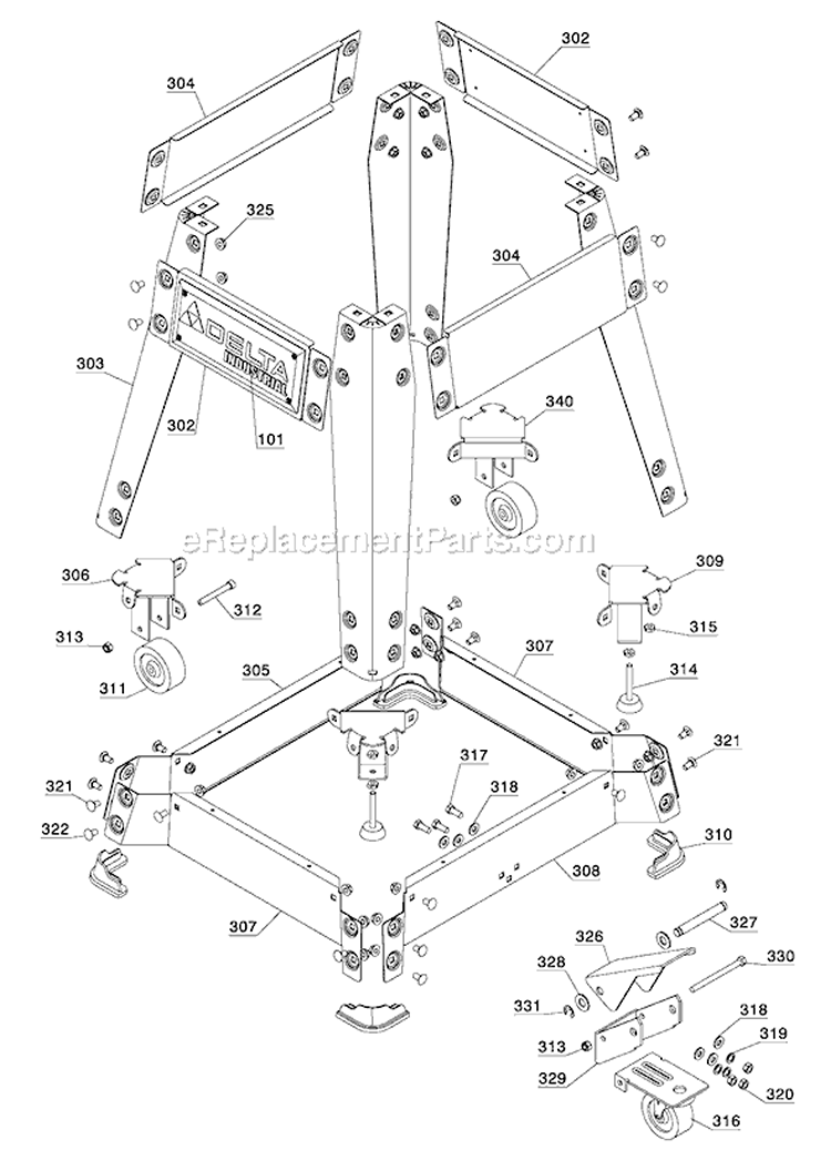 Page C Diagram and Parts List for 36-981 Type 1 Delta Table Saw