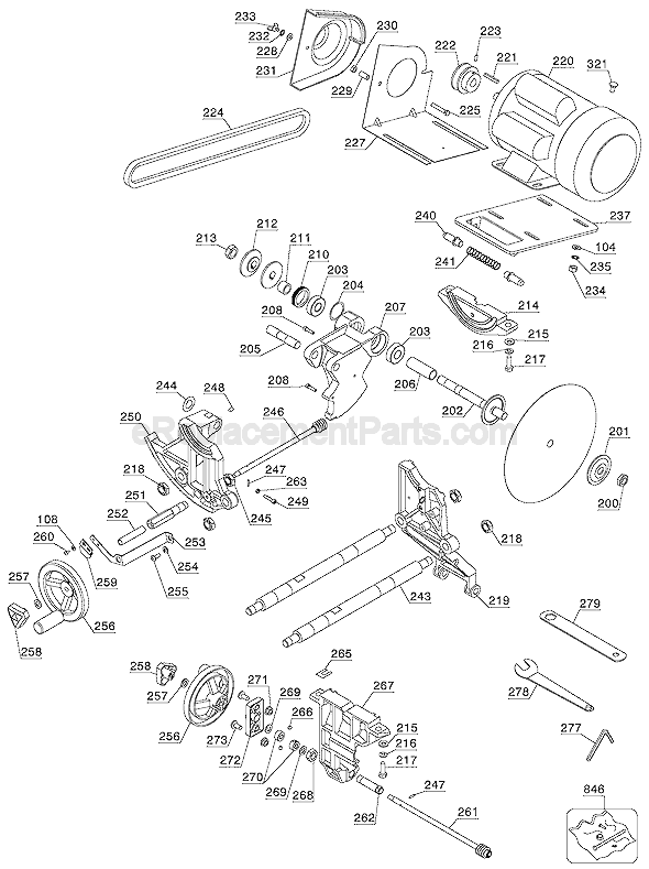 Page A Diagram and Parts List for 36-982  Delta Table Saw