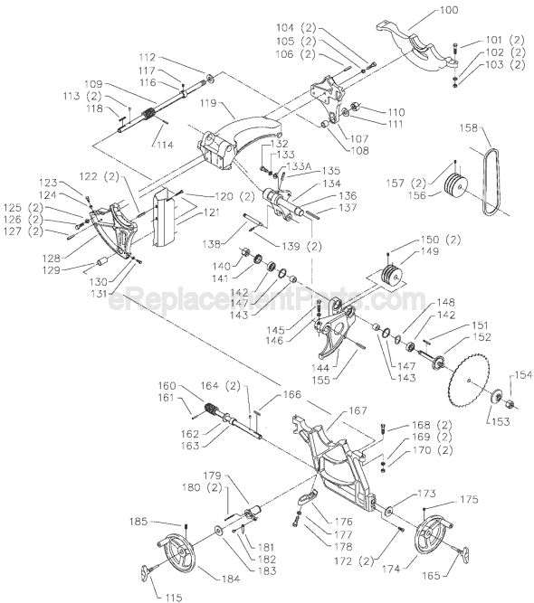 Page B Diagram and Parts List for 36-L51 Type 1 Delta Table Saw