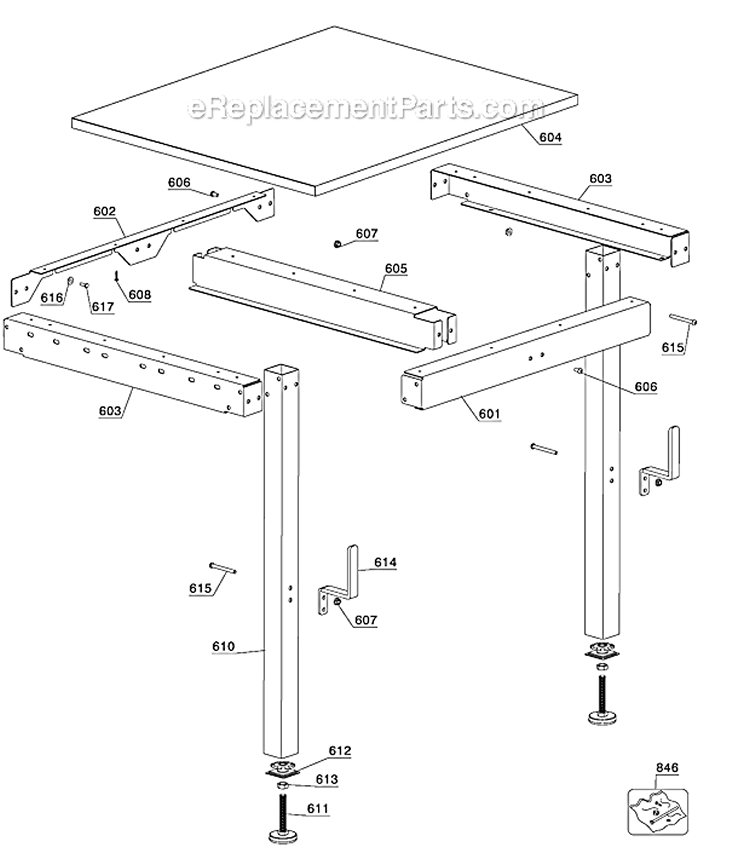 Page C Diagram and Parts List for 36-L552LVC Type 1 Delta Table Saw