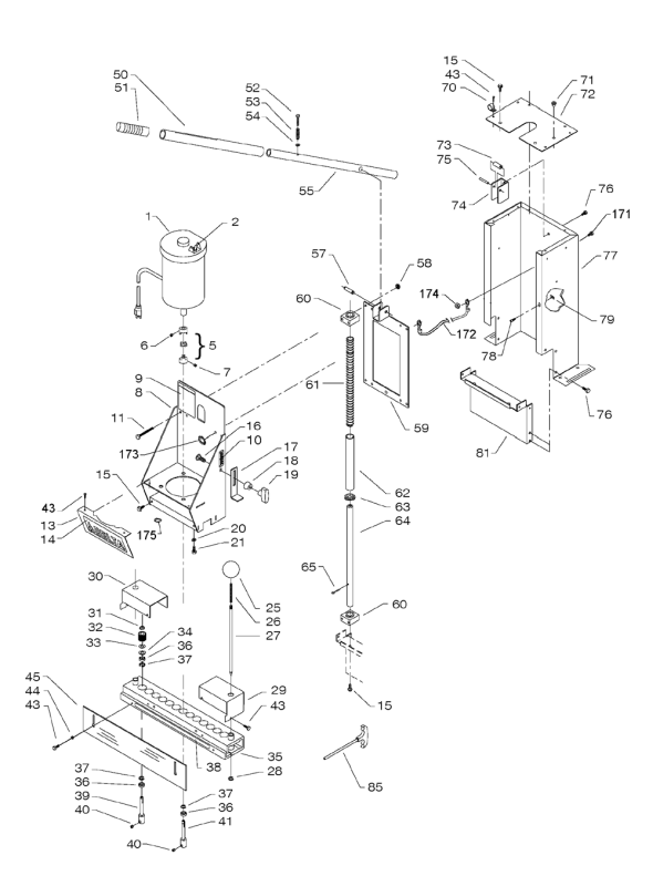 Delta 32-325 Type-2 Diagram and Parts List for 32-325 Type-2 Delta Drill Press