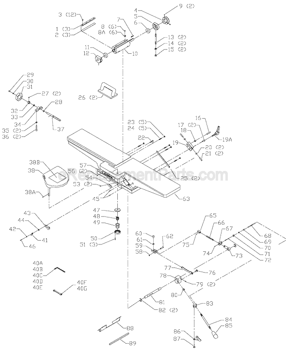Page A Diagram and Parts List for 37-275X  Delta Planer Jointer
