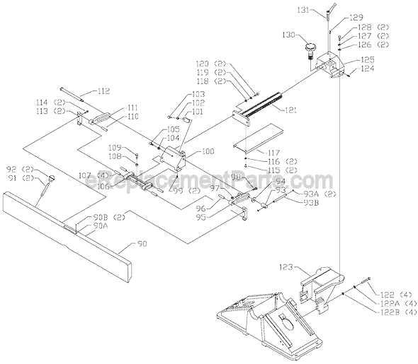 Page B Diagram and Parts List for 37-275X  Delta Planer Jointer