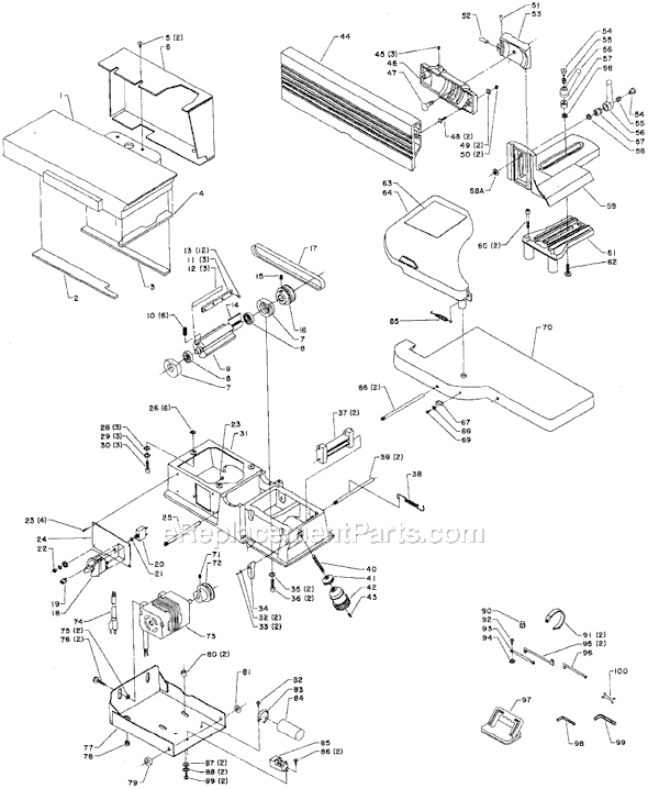 Page L Diagram and Parts List for 37-280 Type 1 Delta Planer Jointer