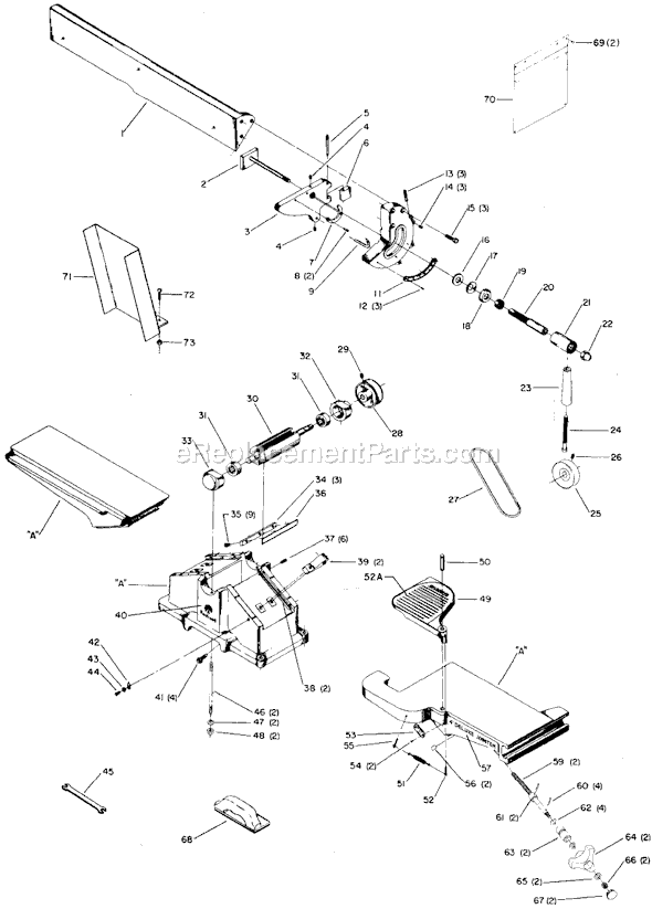 Page A Diagram and Parts List for 37-290 Type 1 Delta Planer Jointer