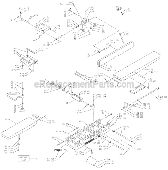Page A Diagram and Parts List for 37-350A  Delta Planer Jointer