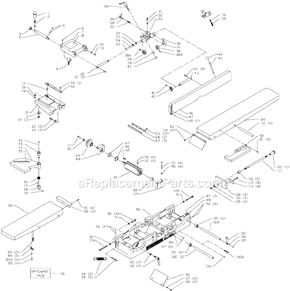 Page A Diagram and Parts List for 37-350 Type 1 Delta Planer Jointer