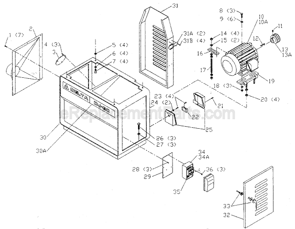 Page A Diagram and Parts List for 37-361  Delta Planer Jointer