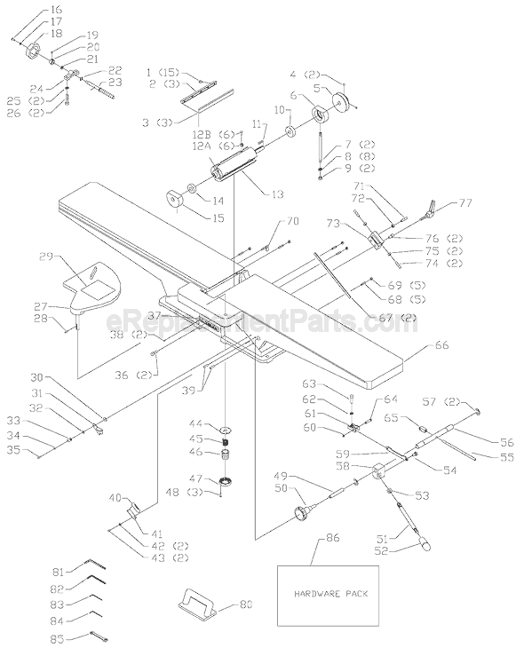 Page A Diagram and Parts List for 37-380 Type 1 Delta Planer Jointer