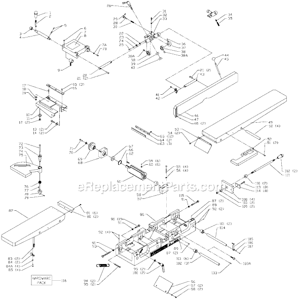 Page A Diagram and Parts List for 37-680 Type 1 Delta Planer Jointer