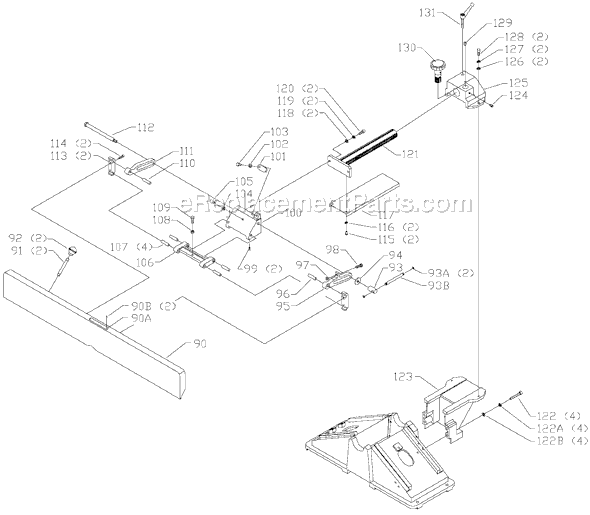 Page B Diagram and Parts List for 37-866X Type 1 Delta Planer Jointer
