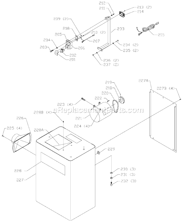 Page C Diagram and Parts List for 37-866X Type 1 Delta Planer Jointer
