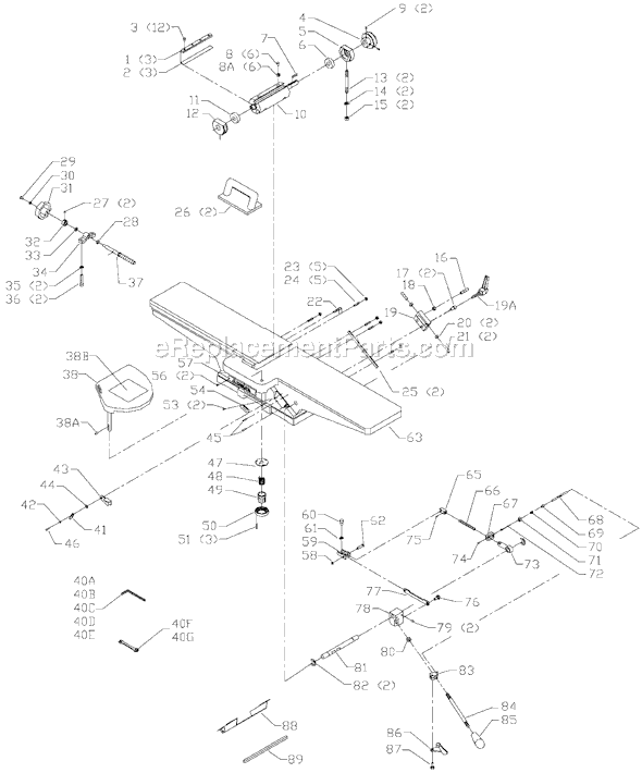 Page A Diagram and Parts List for 37-866 Type 1 Delta Planer Jointer