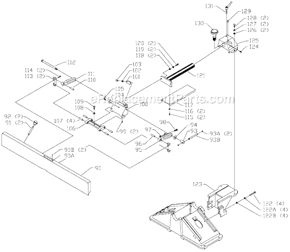 Page B Diagram and Parts List for 37-866 Type 1 Delta Planer Jointer