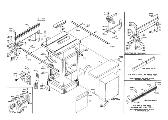 Delta 34-766 Type-1 Diagram and Parts List for 34-766 Type-1 Delta Saw
