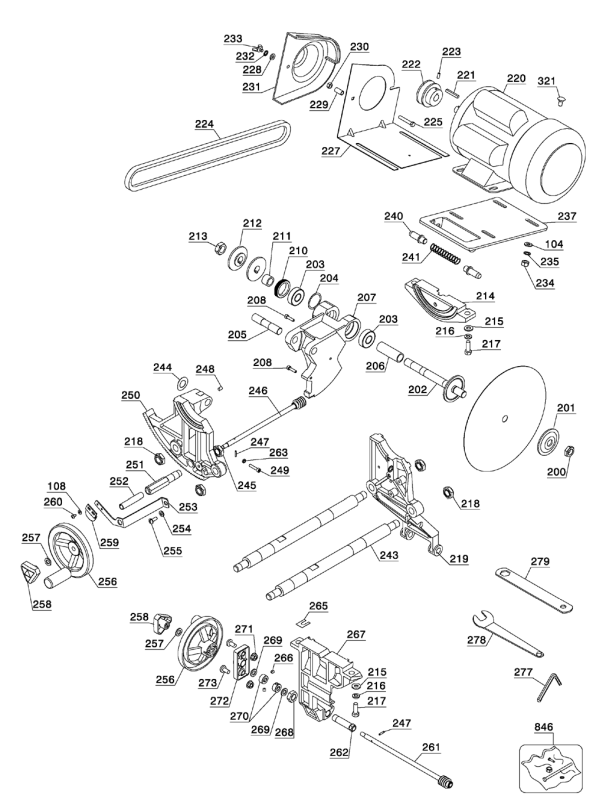 Delta 36-979 Type-1 Diagram and Parts List for 36-979 Type-1 Delta Saw