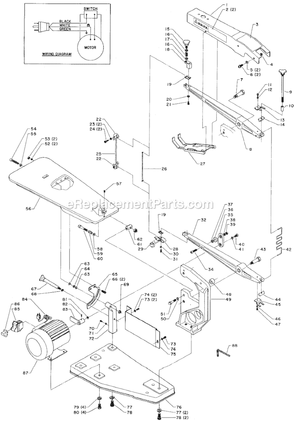 Page A Diagram and Parts List for 40-150 Type 1 Delta Scroll Saw