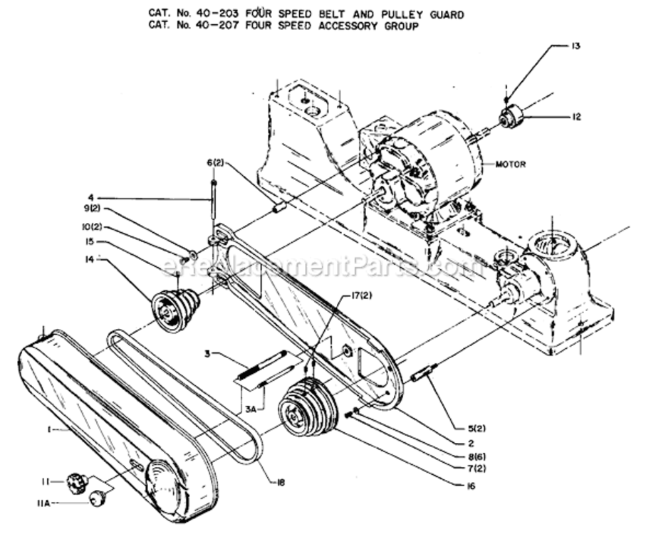 Page A Diagram and Parts List for 40-207 Type 1 Delta Table Saw Accessories